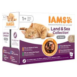 24x85g pack terra e mar molho Adult IAMS Delights saquetas gatos