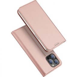 Capa Iphone 15 Pro Flip Book DUX DUCIS Skin Pro Smooth Leather Case Rosa