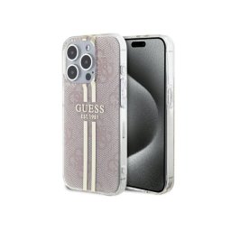 Capa Iphone 15 Pro GUESS IML 4G Faixa Dourada/Rosa (GUHCP15LH4PSEGP)