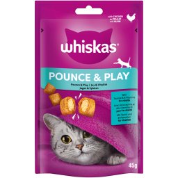 45g frango Snacks Pounce & Play Whiskas Snacks para gatos