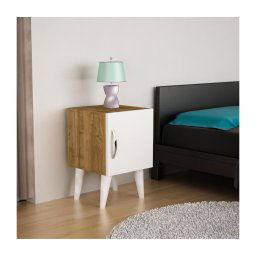 Mesa de cabeceira BELLINI 55x35 cm branca/castanha
