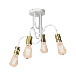 Candeeiro montado à superfície DOW 4xE27/60W/230V branco/dourado