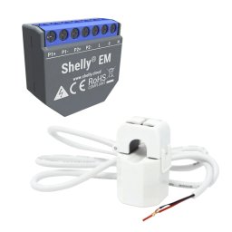 Shelly EM+50A Módulo medidor de consumo duplo para automação WiFi + Núcleo 50A