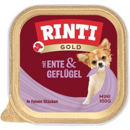 6x100g Pato e aves Gold Mini Rinti comida húmida cães