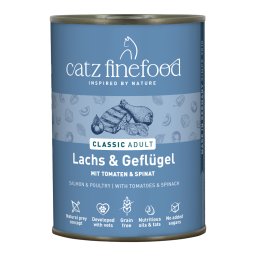 12x400g salmão e aves catz finefood comida húmida para gatos