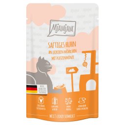 12x125g frango e cenoura Quetschie MjAMjAM comida húmida para gatos
