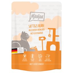 6x300g frango e cenoura Quetschie MjAMjAM comida húmida gatos
