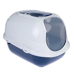TIAKI Wegie caixa de areia fechada para gatos branco / azul-escuro