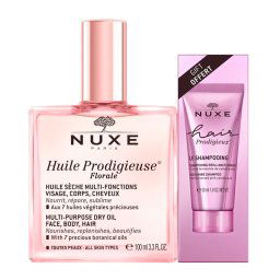Nuxe Cabo Aceite seco Huile Prodigieuse Florale + Mini Champú Brillo Sublime, Hair Prodigieux