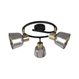 Klausen KL163004 - Foco SMOKY 3xE14/9W/230V preto/latão/cinzento