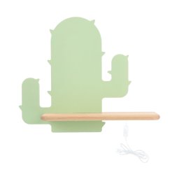 Luminária de parede infantil LED CACTUS 4W 230V verde com prateleira madeira