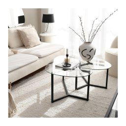 CONJUNTO 2x Mesa de centro BELLISIMO preto/transparente