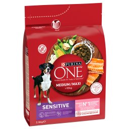 2x2,5kg Salmão Medium/Maxi Sensitive PURINA ONE ração cães