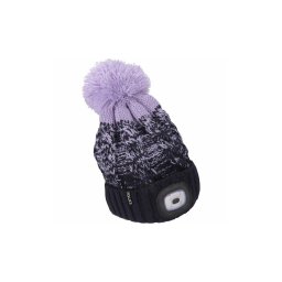 Extol-Gorro com luz frontal recarregável por USB 300 mAh azul/roxo com pompom tam. ÚNICO