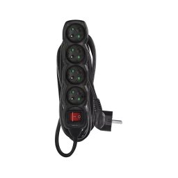 Cabo de extensão 4 tomadas 5m com interruptor preto