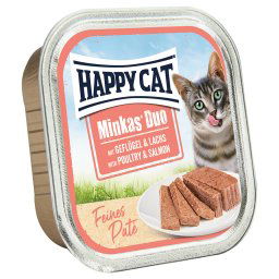 16x100g aves e salmão paté Minkas Duo Happy Cat comida húmida gatos