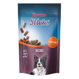 3x100g aves Sticks Mini Rocco snacks para cães