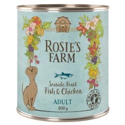 6x800g Adult peixe frango Rosie's Farm comida húmida cães