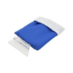 Raspador de carro com uma luva azul