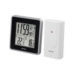 Hama - Estação meteorológica com visor LCD e despertador 2xAA preto/cinzento
