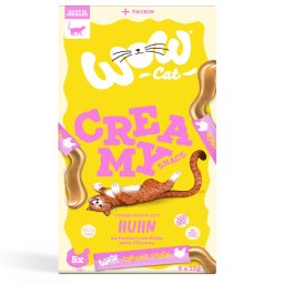 5x15g frango Creamy Wow Cat Snack para gatos