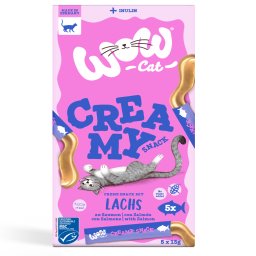 5x15g salmão Creamy Wow Cat Snack para gatos