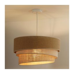 Duolla - Candeeiro suspenso YUTE TRIO 1xE27/15W/230V diâmetro 45 cm castanho/cinzento/bege
