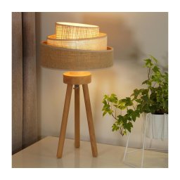 Duolla - Candeeiro de mesa YUTE TRIO 1xE27/15W/230V diâmetro 25 cm castanho/cinzento/bege