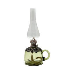 Candeeiro a óleo LUCIE 35 cm verde floresta decorado com estanho