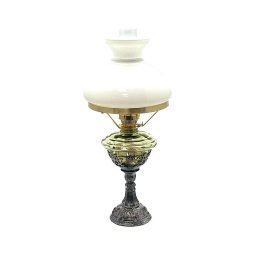 Candeeiro a óleo com uma pewter stand 45 cm verde floresta