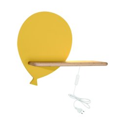 LED Luminária de parede infantil BALLOON LED/4W/230V amarelo/madeira com pratele