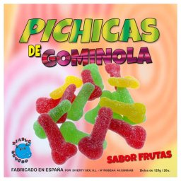 Goma de Pénis Sabor a Fruta LGBT, caixa de 125gr