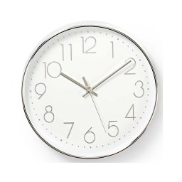 Nedis CLWA015PC30SR - Relógio de parede 1xAA branco/prateado