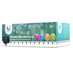 Corrente de Iluminação 5.5m com 10 Lâmpadas e Painel Solar