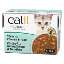 24x95g frango com atum ensopado Cuisine Catit comida húmida gatos