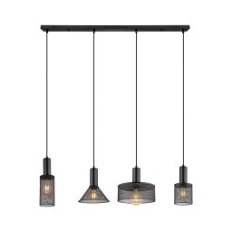 Globo 15648-4H - Candelabro suspenso JEDD 4xE27/60W/230V preto