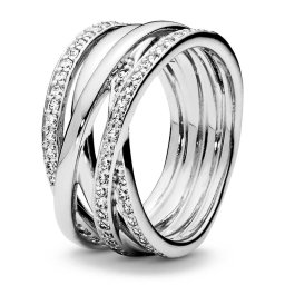 Pandora Anéis Intertwined Ring with Shiny and Polished Lines 190919CZ