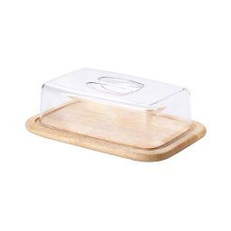 Continenta C3073 - Tábua de corte de cozinha com tampa 30x20 cm borracha de figueira