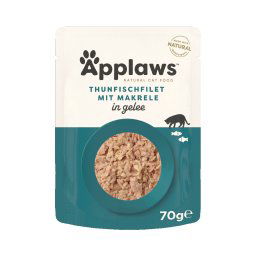 16x70g Atum com cavala gelatina Applaws Cat Pouch comida húmida gatos