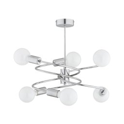 Candeeiro suspenso DISCO 6xE27/60W/230V cromado brilhante