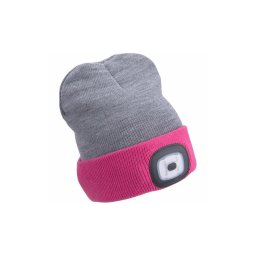 Extol - Gorro com lanterna frontal recarregável por USB 300 mAh cinzento/rosa tam. ÚNICO