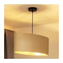 Duolla - Candeeiro suspenso OVAL VEGAN 1xE27/15W/230V creme