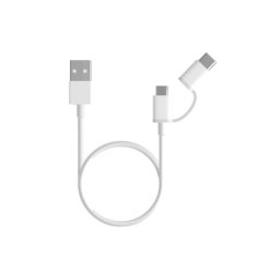 Cabo de Dados Xiaomi Micro USB + Tipo C 30cm Branco em Blister - SJX01ZM