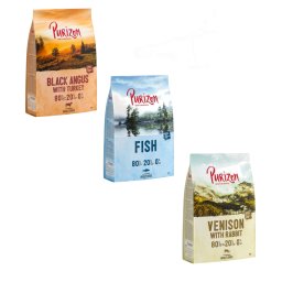 3x1kg Vaca Black-Angus peru, Veado coelho, Peixe Purizon ração cão