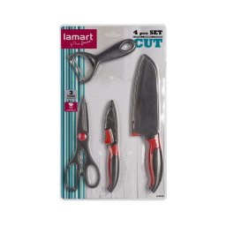 Lamart - Conjunto de cozinha 4 pcs - 2x faca, descascador e tesoura