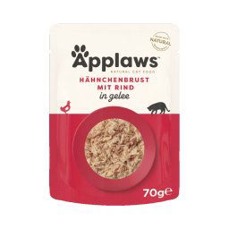 16x70g Applaws Cat Pouch em gelatina para gatos Frango com vaca