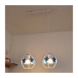 Candeeiro suspenso de criança STARS 2xE27/15W/230V azul/branco