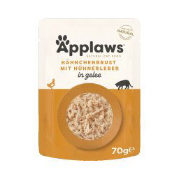32x70g frango com fígado gelatina Applaws Cat Pouch comida húmida gatos