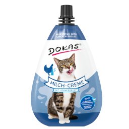 4x80g de creme de leite Dokas com peito de frango para gatos
