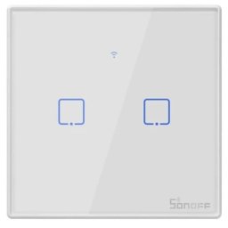 Sonoff T2EU2C-TX Branco Neve Interruptor de Parede Táctil Duplo WiFi+RF